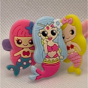 10 pcs cartoon mermaid and tail baby girl hair tie